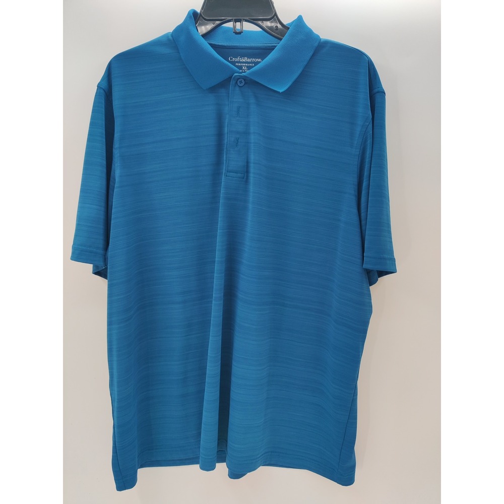 Croft & Barrow Performance Mens‎ XL Polo Shirt Teal Blue Space Dye Short Sleeve